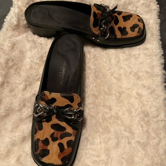 Liz Claiborne Leather & Cow Fur Mules - Picture 1 of 7